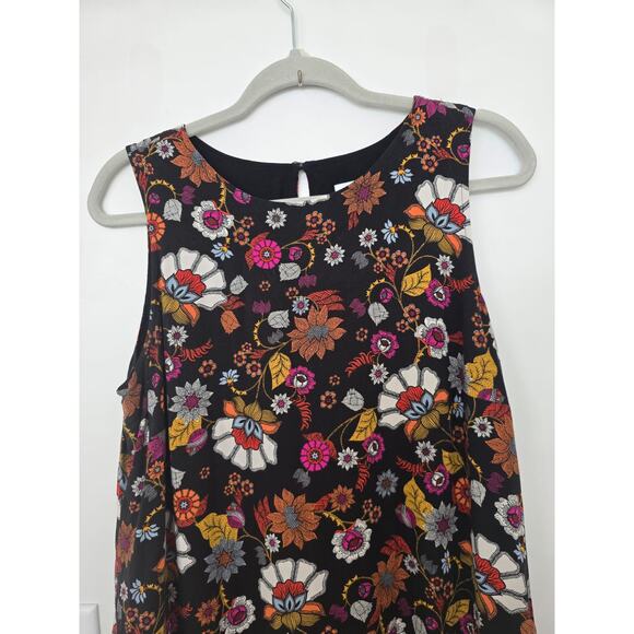 J. Jill Floral Mini Dress M | Black Multi Sleeveless Boho Spring Summer - Picture 2 of 8